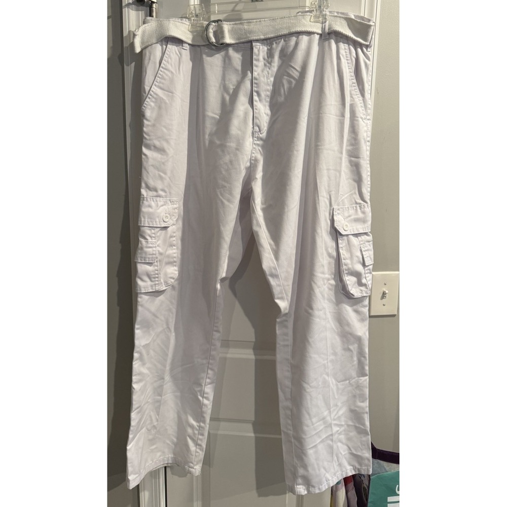 Jeanetix Men's Belted Cargo Style Full Length Pants Size 44 White Party Resort